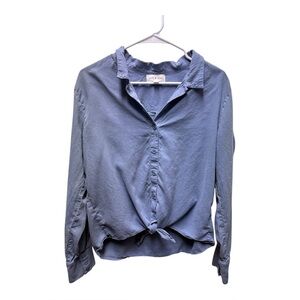 Cloth & Stone Blue Front Tie Button Up Collared Long Sleeve Shirt Women's Large